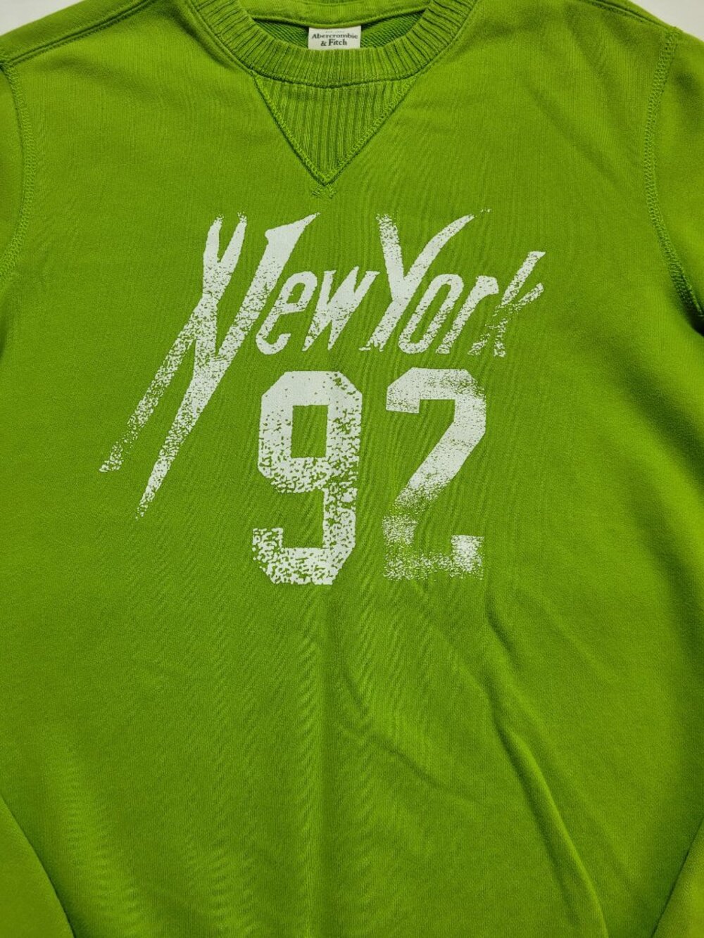 Abercrombie & Fitch Lime Green New York 92 Graphic Sweatshirt Medium Streetwear - Picture 3 of 9
